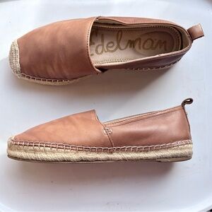 Sam Edelman Womens Khloe Tan Leather Slip On Espadrille Loafers ~ sz 7M